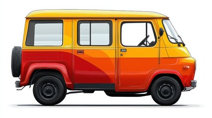 Vintage Orange and Yellow Retro Van with Classic Design Elements