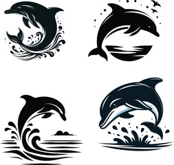 Dolphin silhouette vector and dolphin illustration art