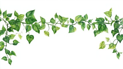 Fototapeta premium Watercolor Painting of Green Ivy Vine with Leaves