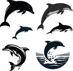Fototapeta premium Dolphin silhouette vector and dolphin illustration art