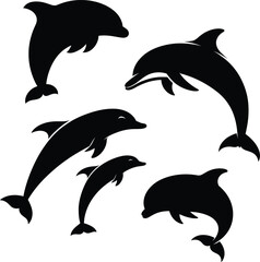 Obraz premium Dolphin silhouette vector and dolphin illustration art