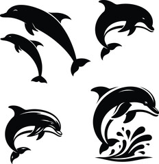 Naklejka premium Dolphin silhouette vector and dolphin illustration art