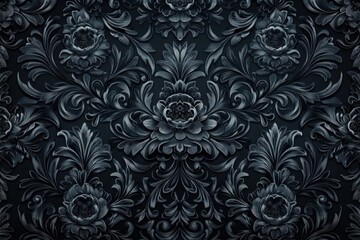 Intricate Floral Pattern Design with Dark Background for Elegant and Modern Interiors
