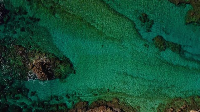 Aerial drone top town Cyprus crystal clear waters around the coast beautiful beaches Aya napa
