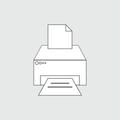 Printer icon. Print documents technology symbol. Video camera and attach clip web icons. Printer symbol vector sign isolated on grey background illustration for graphic and web design. Eps file 28.