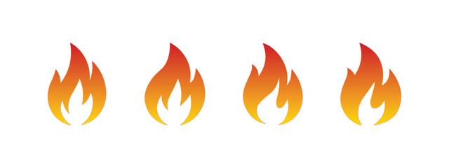 Flame Icon Set with Gradient Design - Minimalist Fire Vector