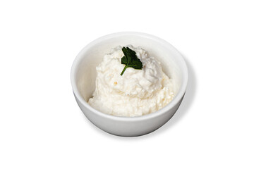 Traditional Kajmak Isolated PNG with Transparent Background and Parsley Garnish