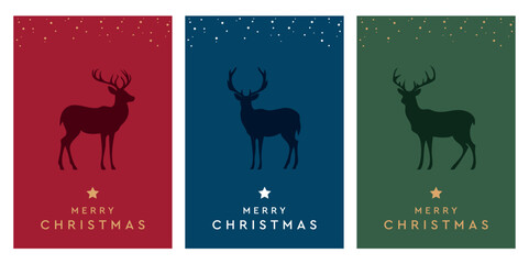 Obraz premium set of christmas greeting cards with deer vector illustration