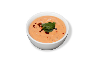 Spicy Sauce Isolated PNG with Transparent Background and Herb Garnish