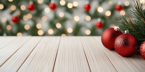 bamboo design Christmas Festive Christmas decorations with ornaments and greenery.