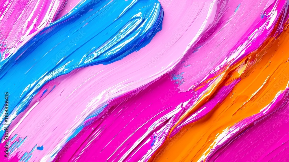 Poster vibrant abstract expression, dynamic and colorful paint strokes blend seamlessly to create an artist