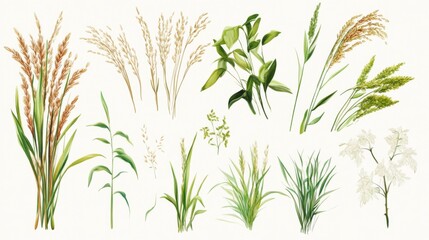 Naklejka premium Watercolor Illustration of Wildflowers and Grass