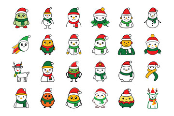 Cute Animals Celebrating Christmas Day &ndash; Vector Illustration.