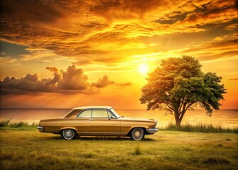 Vintage Style Photography of a Vibrant Gradient in Warm Golden Hues from Soft Sunset Orange to Rich Metallic Tones on a Smooth Background for Artistic Aesthetic Appeal