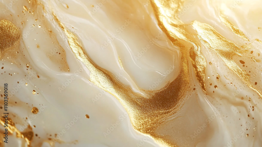 Poster elegant gold and white marble texture with flowing patterns and glimmering elements