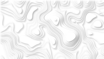 Abstract 3D background creative pattern in illustration with white color design in papercut.Topographic canyon geometric map relief texture with curved layers and shadow. Abstract realistic papercut	
