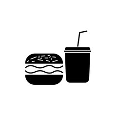 Hamburger and soft drink cup, Fast food icon, icon flat style pictogram for ui or ux mobile app, design sign logo symbol vector illustration, isolated on white editable