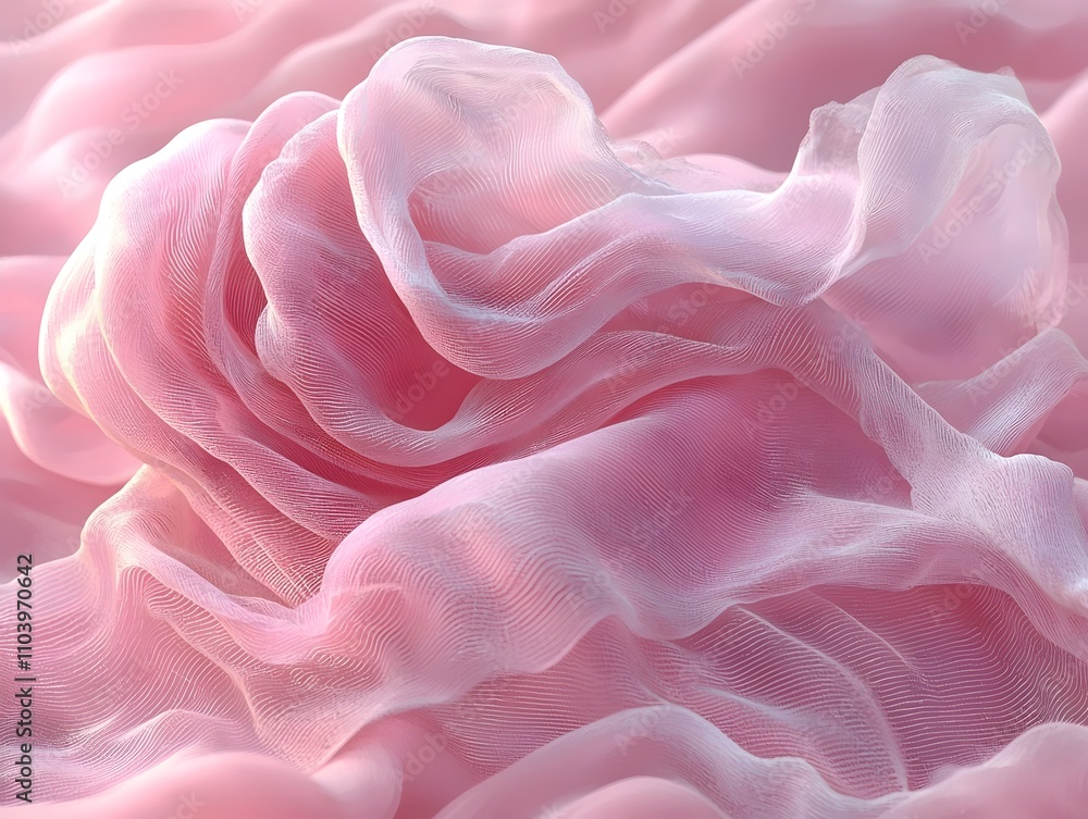 Aufkleber a delicate, flowing fabric in soft pink hues, creating a serene and dreamy atmosphere. the light fil