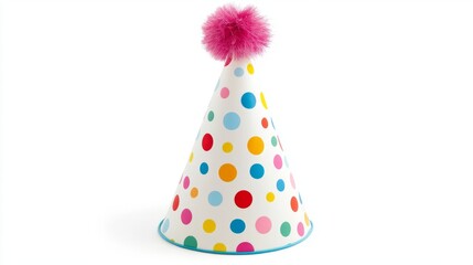 Colorful decorative birthday party hat for children isolated on white