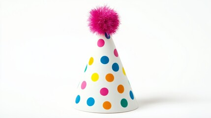 Colorful decorative birthday party hat for children isolated on white