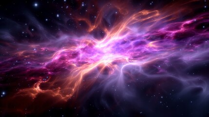 Colorful gas blast in outer space image. Birth of supernova star in universe depth photography scene wallpaper. Discovering cosmos development concept photorealistic photo