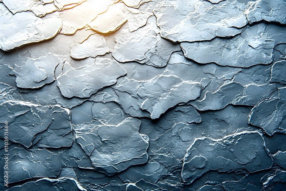 Poster textured blue and gray rock surface with layered, cracked patterns and subtle lighting, creating an 