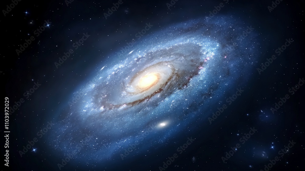 Canvas Prints glowing galaxy in dark expanse image. dynamic space system with gas, stardust and nebulas photograph