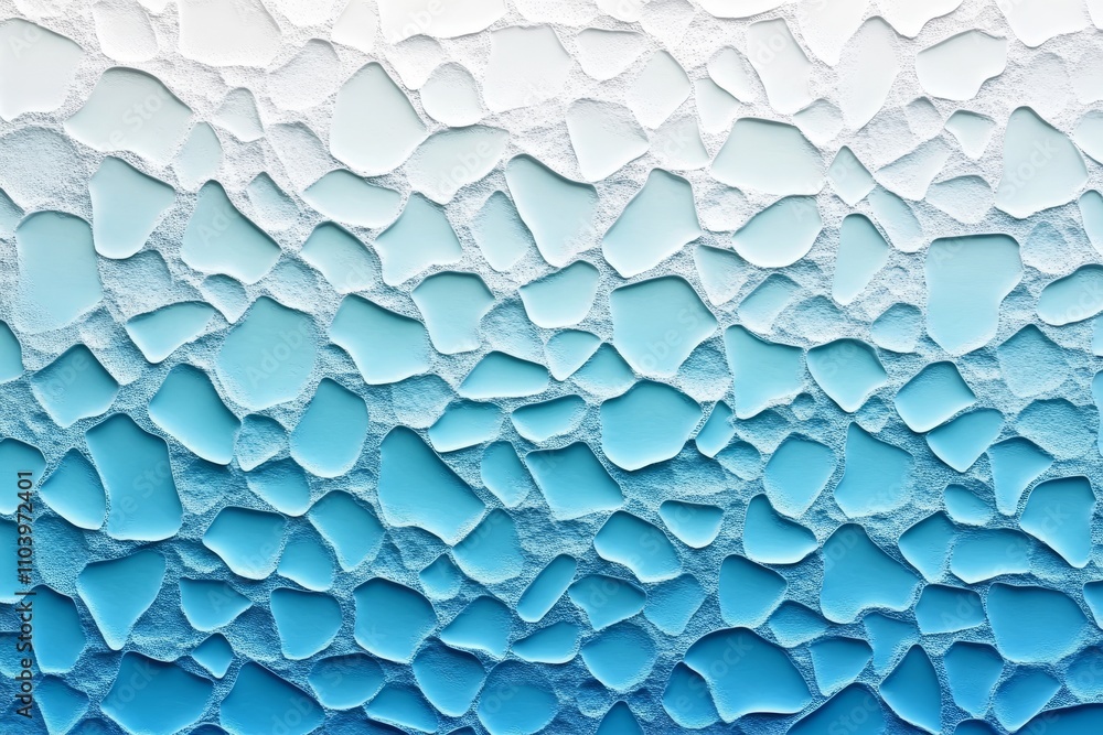 Poster abstract background of smooth blue and white mosaic tiles with varying shapes creating a modern arti