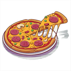 Tasty Pepperoni Pizza Slice Isolated Stock Photo for Culinary Projects
