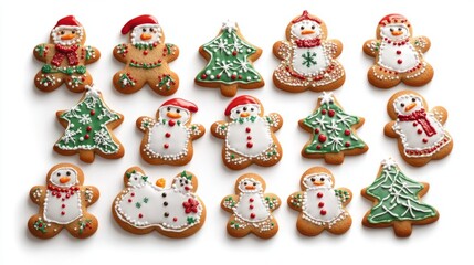 set of christmas cookies isolated on white