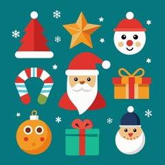 christmas icons set illustration