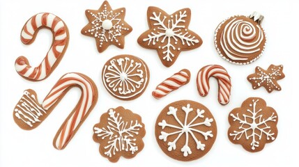 set of christmas cookies isolated on white