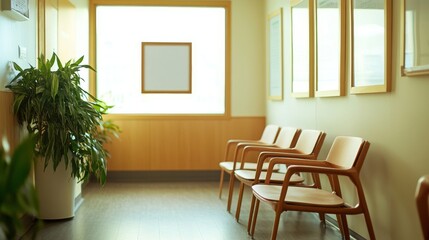 Modern Waiting Room Interior Design with Wooden Chairs