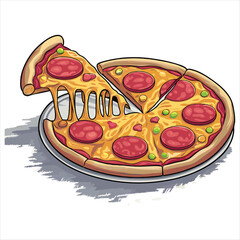 Tasty Pepperoni Pizza Slice Isolated Stock Photo for Culinary Projects