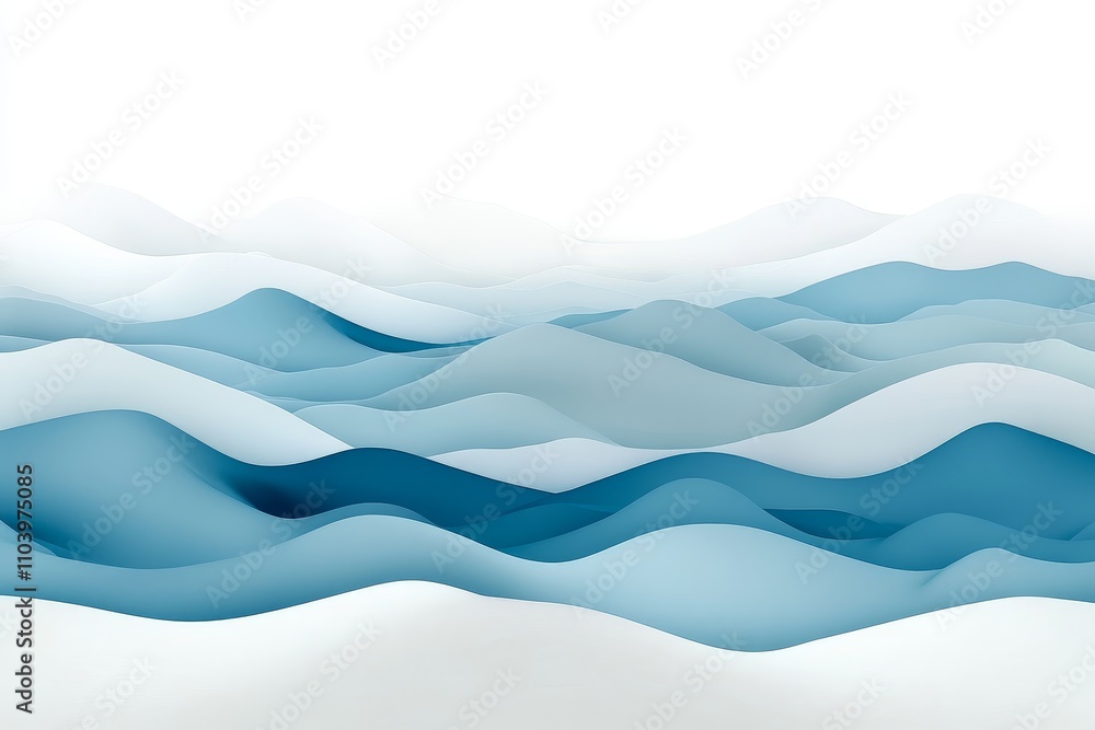 Aufkleber abstract ocean waves in soft blue tones with gentle gradients and flowing forms, ideal for backgroun