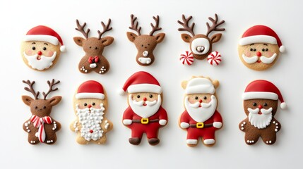 set of christmas cookies isolated on white