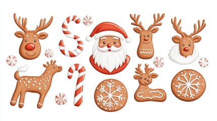 Fototapeta premium set of christmas cookies isolated on white