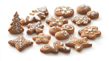 set of christmas cookies isolated on white