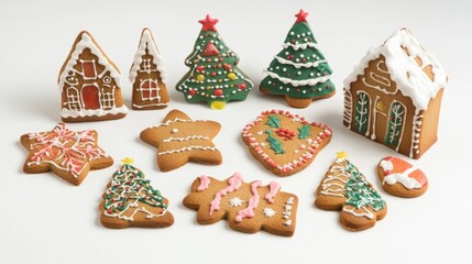 set of christmas cookies isolated on white
