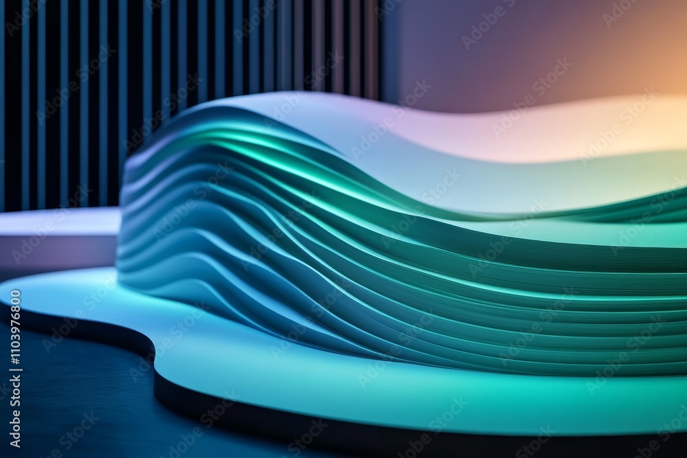 Aufkleber abstract waves in soft light: captivating curves of modern design showcasing fluid shapes and vibran
