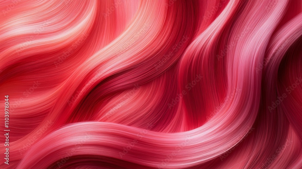 Aufkleber vibrant red and pink abstract waves flowing in dynamic pattern