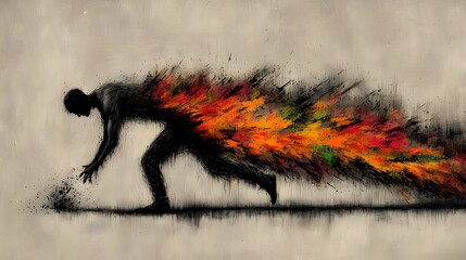 A person shattering a corrupt system, their body merging with a powerful earthquake. Double Exposure.[Freedom]:[Chains, Shackles, Bindings] 