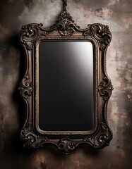 Antique Ornate Mirror Hanging on Wall