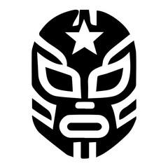Luchador Mask Black and White Vector Icon - Bold Mexican Wrestling Clipart for Graphic Design