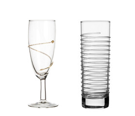 Collage two wineglass isolated on white background