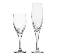 Collage two wine glasses isolated on white background