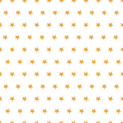 Seamless pattern with golden or yellow stars on a white background. Ideal for festive wrapping paper, kids decor, textile prints, stationery, and digital designs.