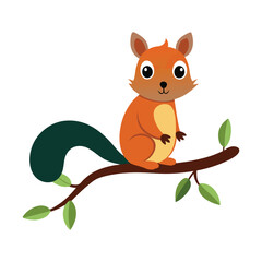 A nibbles sit on the tree branch vector illustration