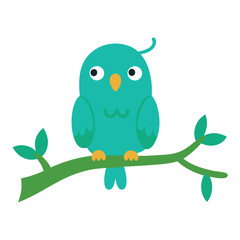 A doodle sit on the tree branch vector illustration