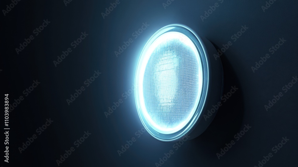Poster futuristic smart thermostat with holographic interface for controlling temperature